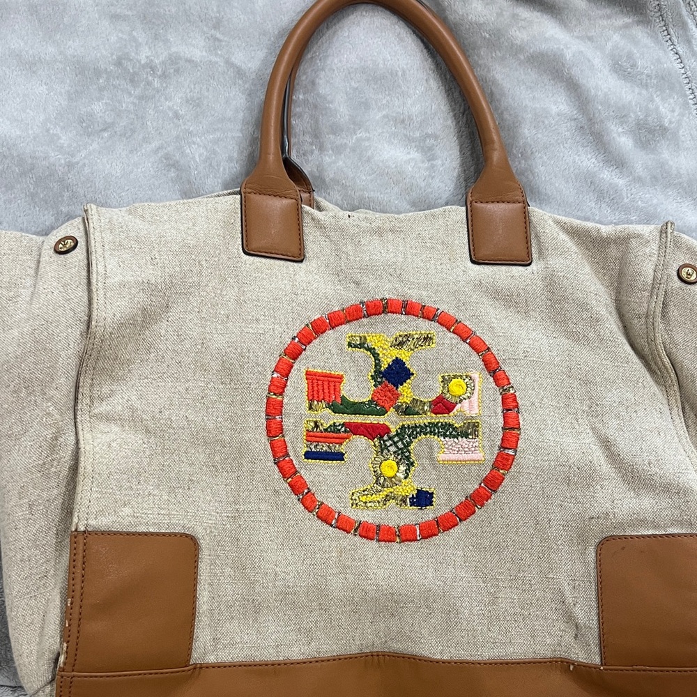 Tory Burch Beige and Brown Tote Bag